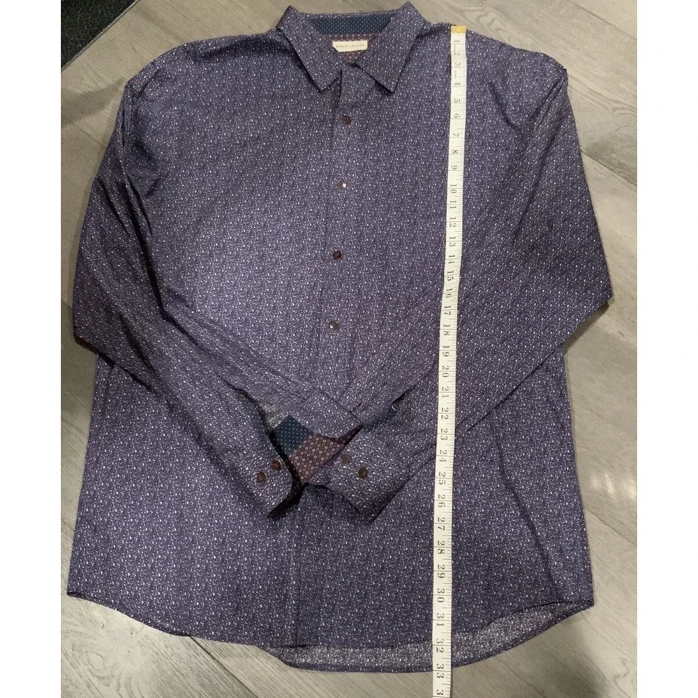 Sable & Stone Shirt Mens 2XL Blue Geometric Print Long‎ Sleeve Button Up Casual